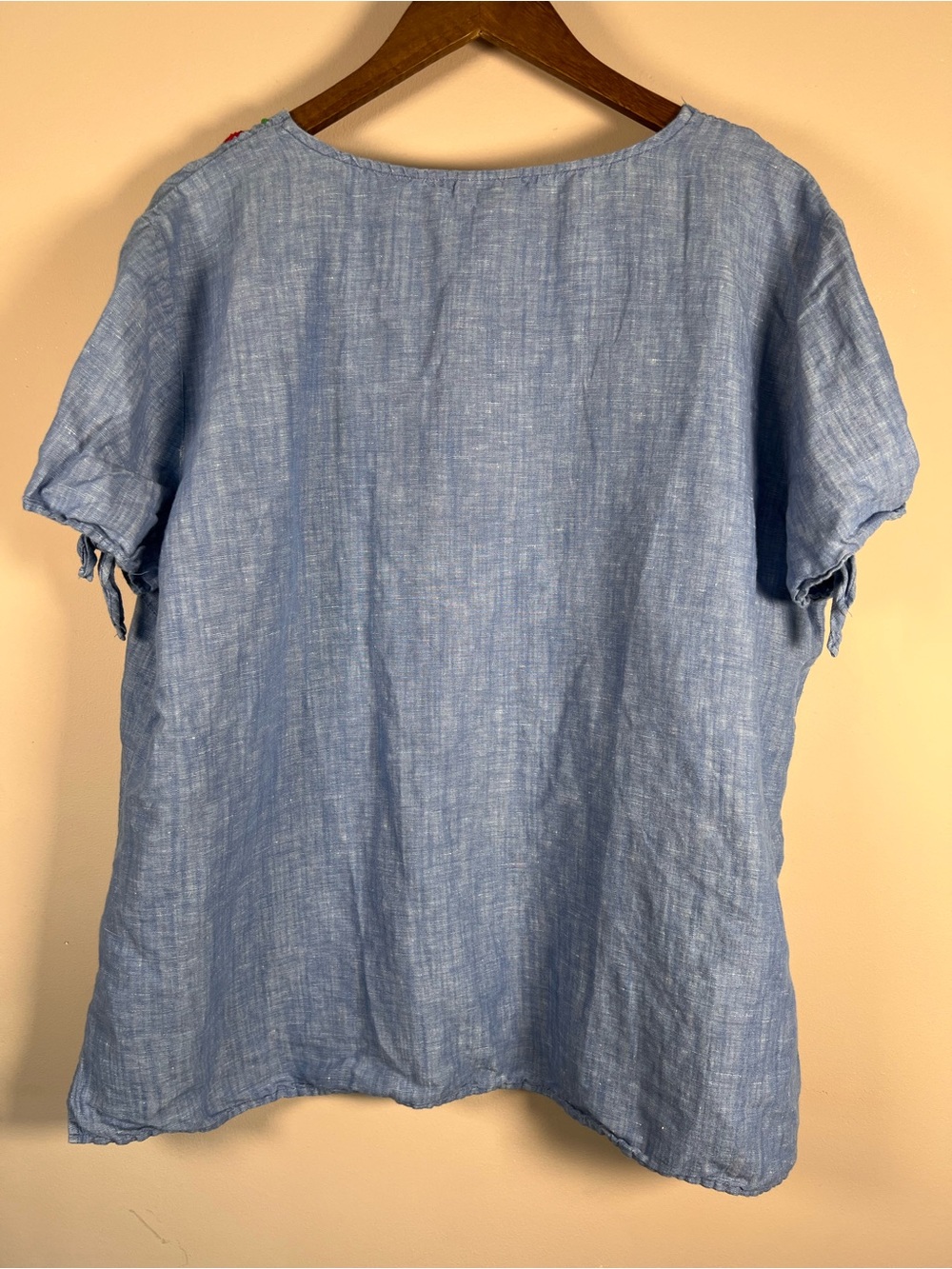Talbots Plus Linen Cotton Embroidered Top 2X Floral Chambray Boho Coastal Folk - Picture 2 of 7